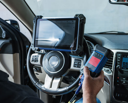 Car Diagnostic. Technical Inspection, Car Electronics. A Latin M